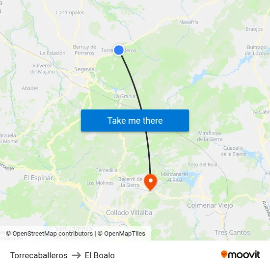 Torrecaballeros to El Boalo map
