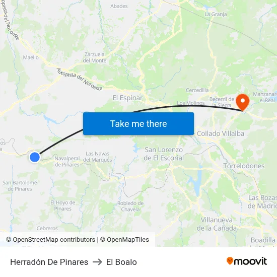 Herradón De Pinares to El Boalo map