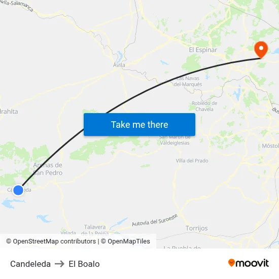 Candeleda to El Boalo map