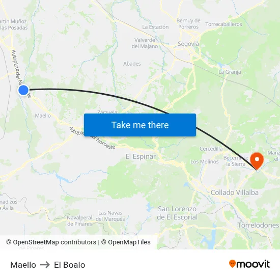 Maello to El Boalo map
