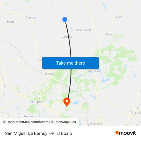 San Miguel De Bernuy to El Boalo map