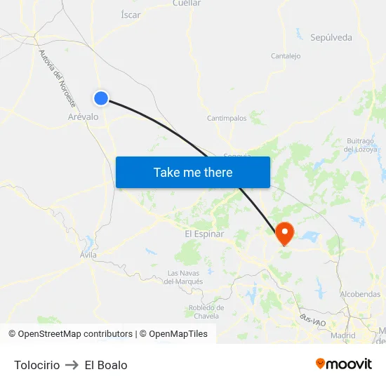 Tolocirio to El Boalo map