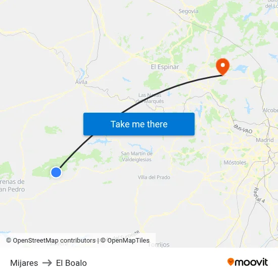 Mijares to El Boalo map