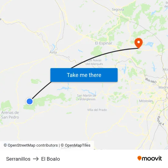 Serranillos to El Boalo map
