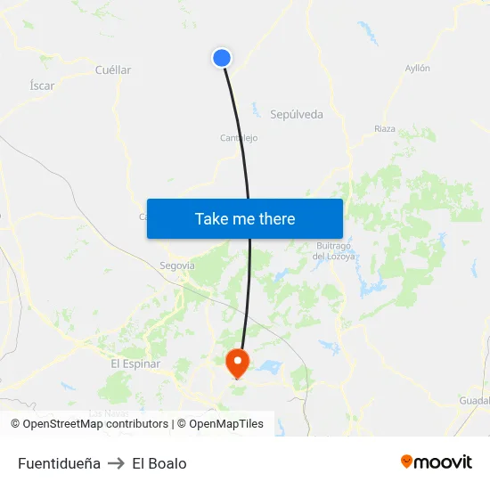 Fuentidueña to El Boalo map