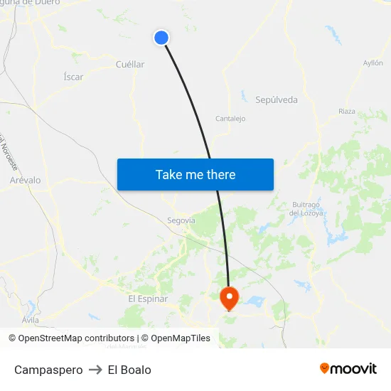 Campaspero to El Boalo map