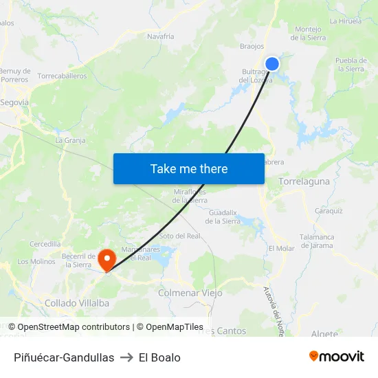 Piñuécar-Gandullas to El Boalo map