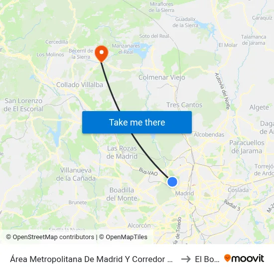 Área Metropolitana De Madrid Y Corredor Del Henares to El Boalo map