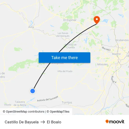 Castillo De Bayuela to El Boalo map