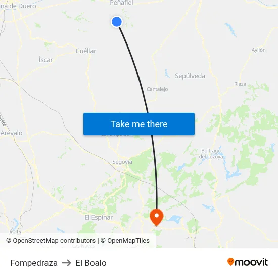 Fompedraza to El Boalo map