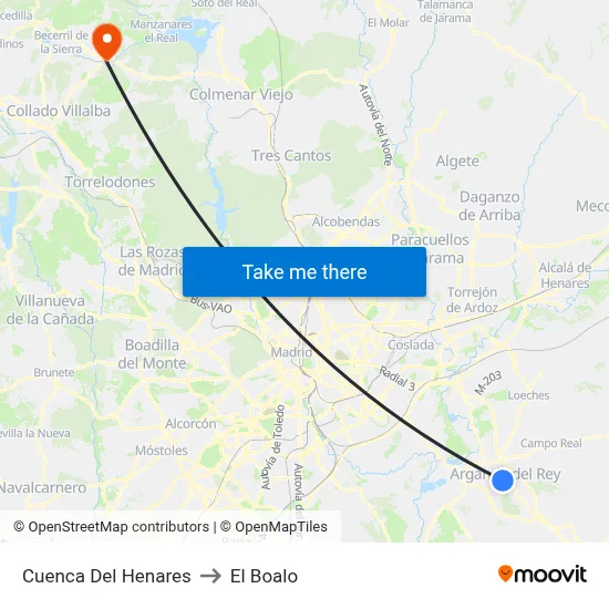 Cuenca Del Henares to El Boalo map