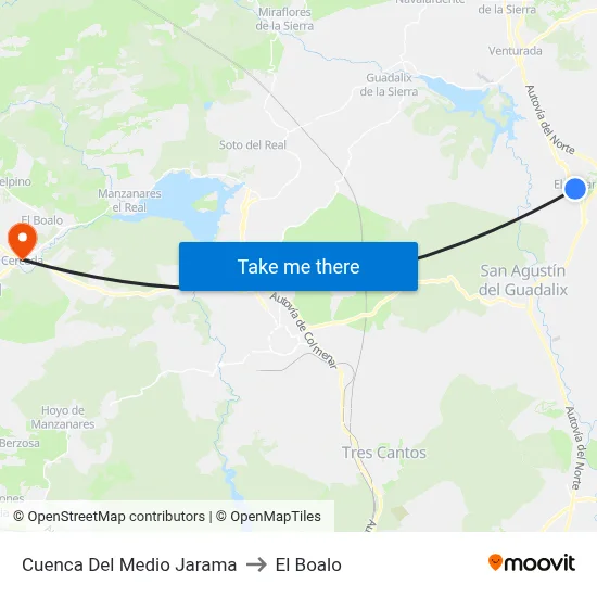 Cuenca Del Medio Jarama to El Boalo map