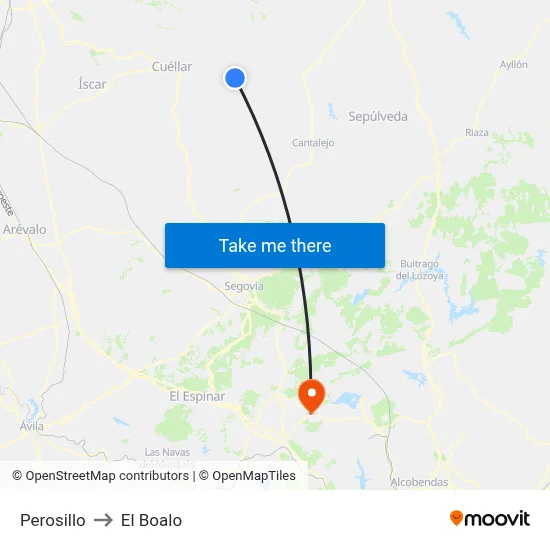 Perosillo to El Boalo map