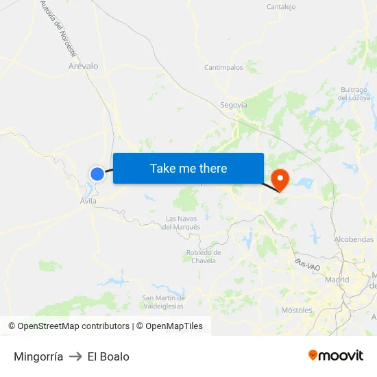 Mingorría to El Boalo map