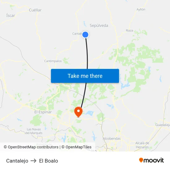 Cantalejo to El Boalo map