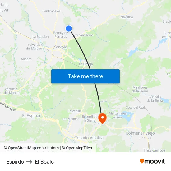 Espirdo to El Boalo map