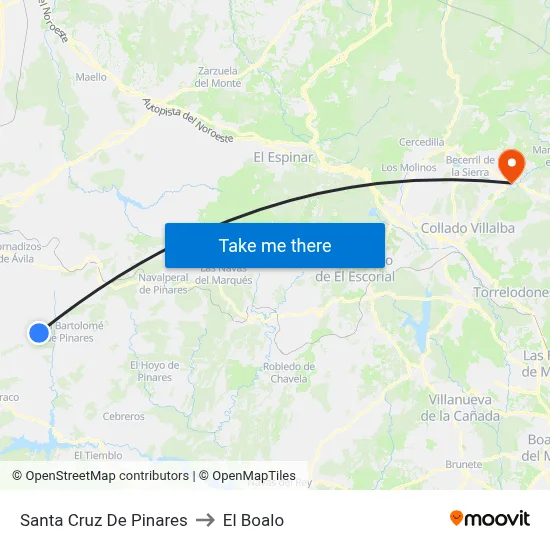 Santa Cruz De Pinares to El Boalo map