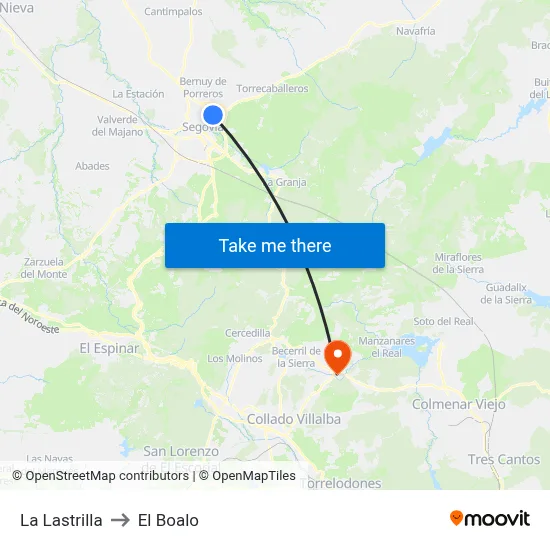 La Lastrilla to El Boalo map