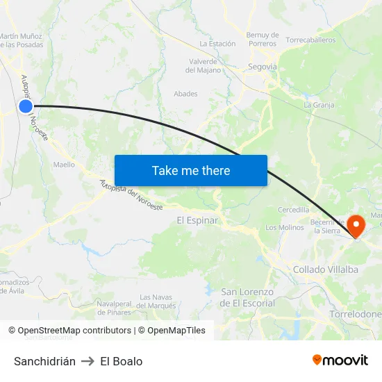 Sanchidrián to El Boalo map