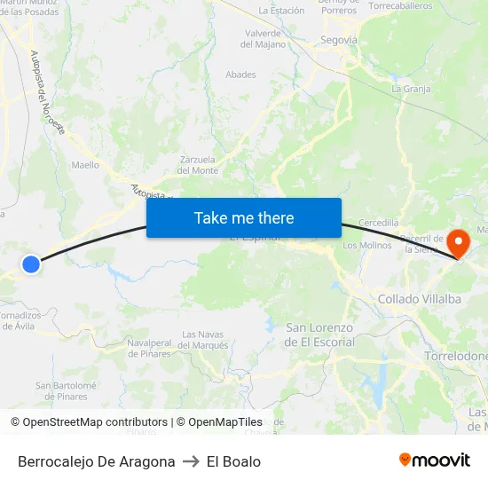 Berrocalejo De Aragona to El Boalo map
