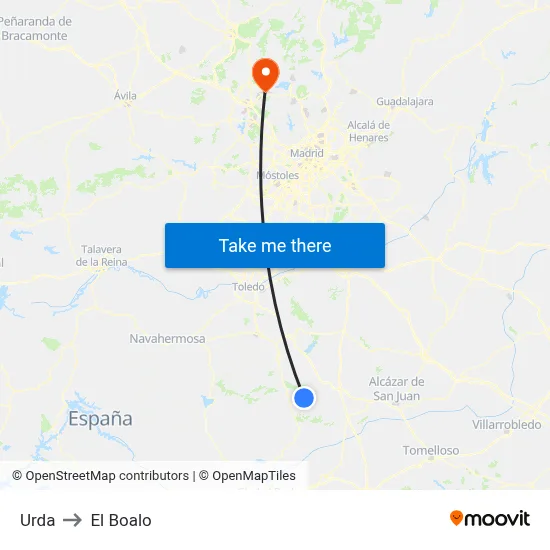 Urda to El Boalo map