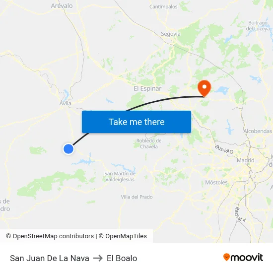 San Juan De La Nava to El Boalo map