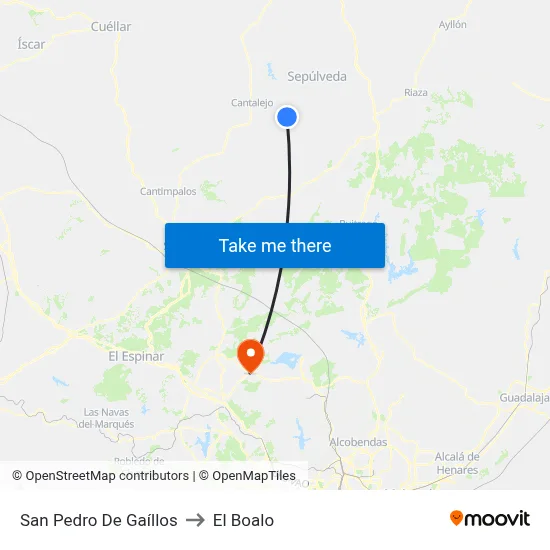 San Pedro De Gaíllos to El Boalo map