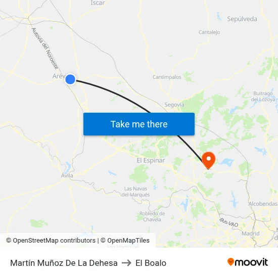 Martín Muñoz De La Dehesa to El Boalo map