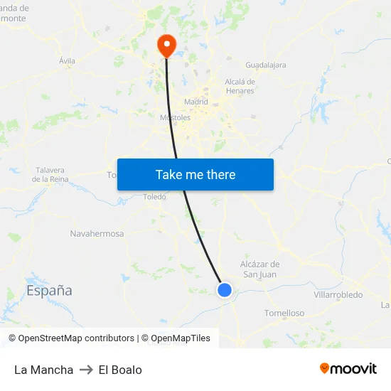 La Mancha to El Boalo map