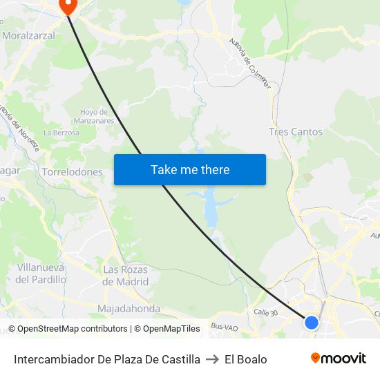 Intercambiador De Plaza De Castilla to El Boalo map