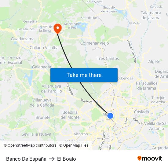 Banco De España to El Boalo map