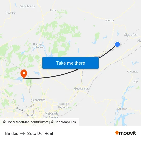 Baides to Soto Del Real map