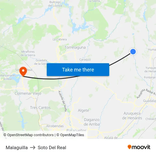 Malaguilla to Soto Del Real map