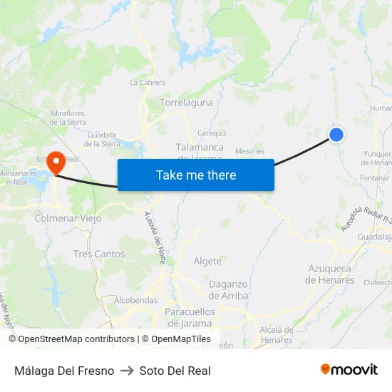 Málaga Del Fresno to Soto Del Real map