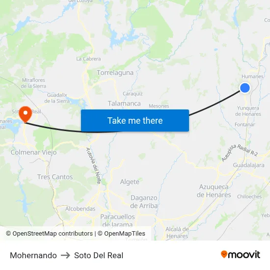 Mohernando to Soto Del Real map