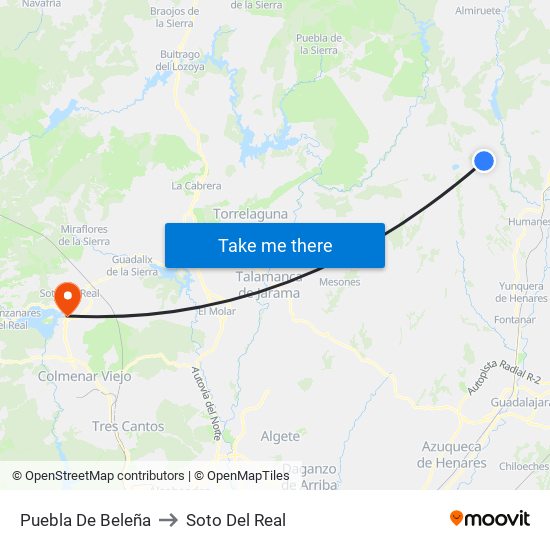 Puebla De Beleña to Soto Del Real map