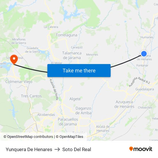 Yunquera De Henares to Soto Del Real map