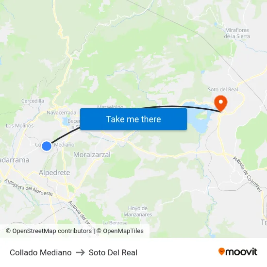 Collado Mediano to Soto Del Real map
