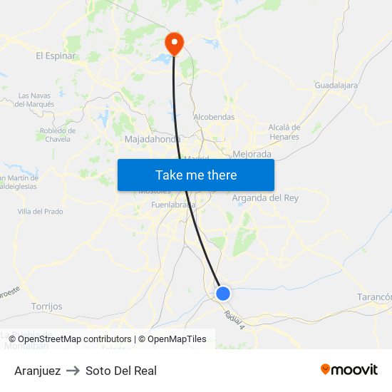 Aranjuez to Soto Del Real map