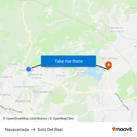 Navacerrada to Soto Del Real map