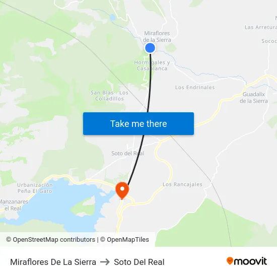 Miraflores De La Sierra to Soto Del Real map