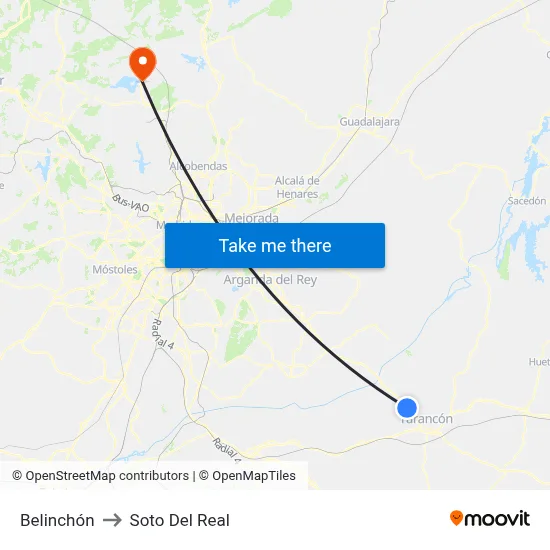 Belinchón to Soto Del Real map