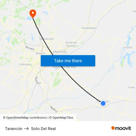 Tarancón to Soto Del Real map