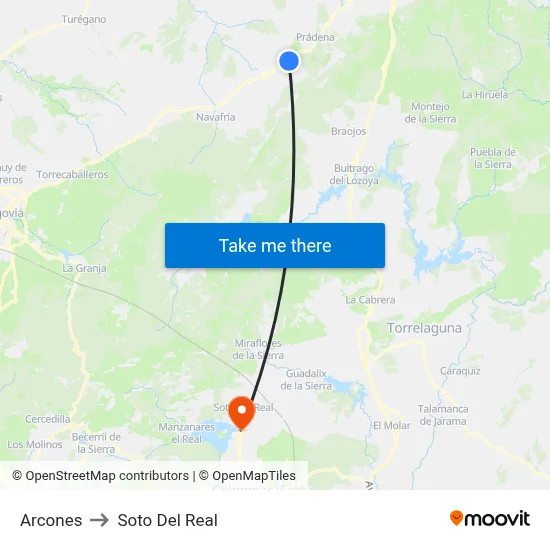 Arcones to Soto Del Real map
