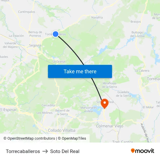 Torrecaballeros to Soto Del Real map