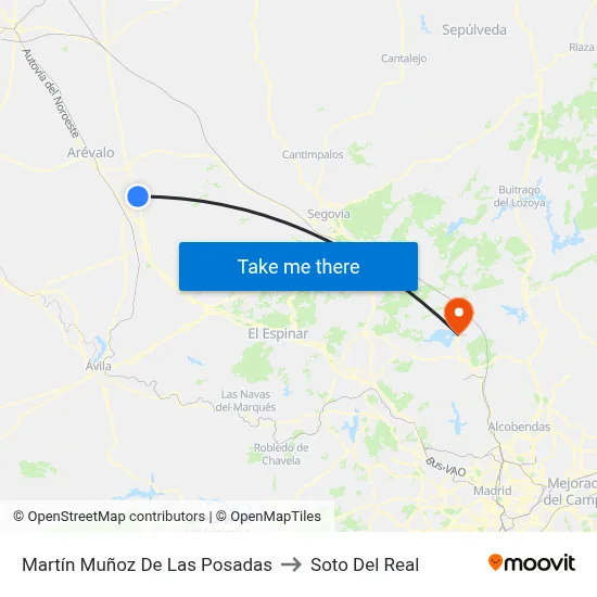 Martín Muñoz De Las Posadas to Soto Del Real map