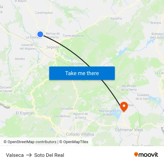 Valseca to Soto Del Real map