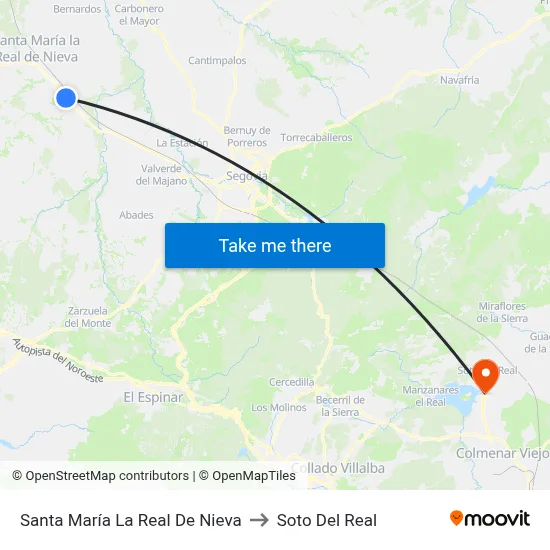 Santa María La Real De Nieva to Soto Del Real map
