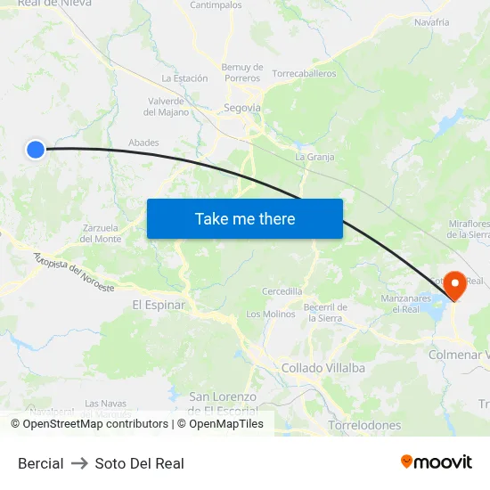 Bercial to Soto Del Real map