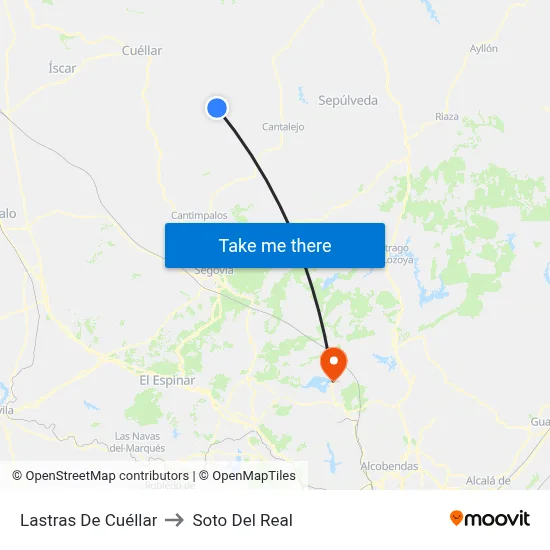Lastras De Cuéllar to Soto Del Real map